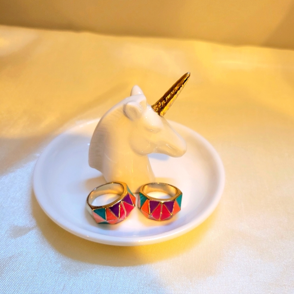 Vintage color block rings